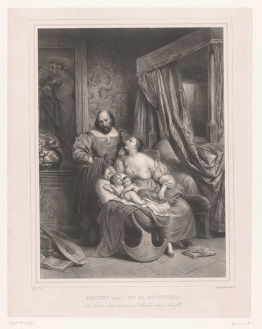 Ludovico Ariosto with his mistress and two sons, Achille Devéria, 1838 Canvas Print