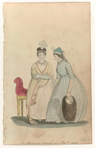 Ladies Monthly Museum, 1800 : Morning Dress for Feb.y 1800, anonymous, 1800 Canvas Print