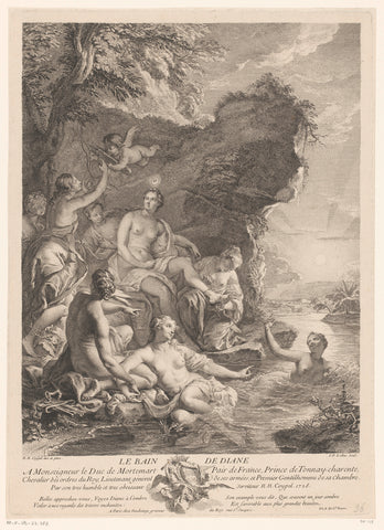 Badende Diana met haar nimfen, Jacques-Philippe Le Bas, 1728 Canvas Print