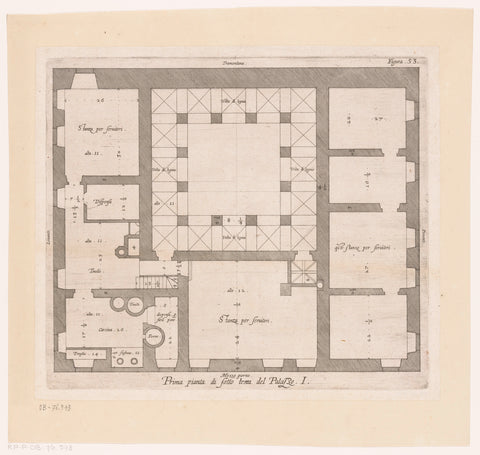 Map of the basement of the Palazzo Rostan Raggio, Nicolaes Ryckmans, 1622 Canvas Print