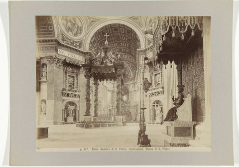 Interior of St. Peter's Basilica, anonymous, c. 1880 - c. 1904 Canvas Print