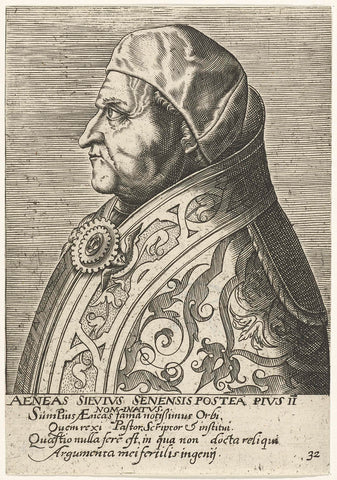 Portrait of Pope Pius II, Philips Galle, 1567- 1662 Canvas Print