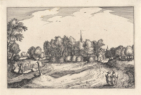 Landscape with a monastery, Claes Jansz. Visscher (II), 1620 Canvas Print