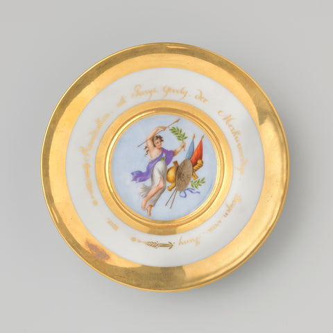 Saucer with the personification of Peace and an inscription, anonymous, in or after 1815 Canvas Print