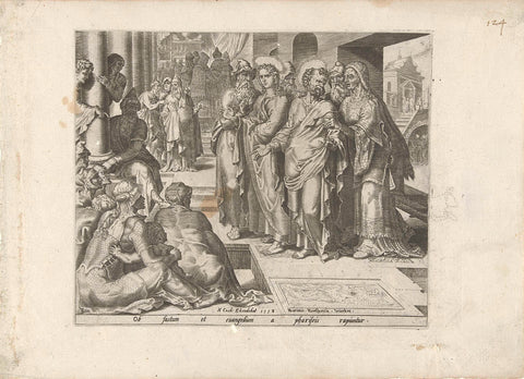 Petrus and Johannes are imprisoned, Philips Galle, 1558 Canvas Print