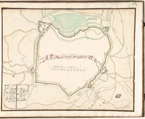 Map of Tongeren, ca. 1701-1715, Samuel Du Ry de Champdoré, 1705 Canvas Print