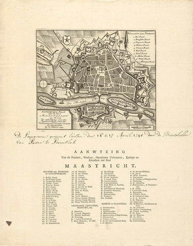 Plan van de stad Maastricht, 1747, anonymous, 1747 Canvas Print