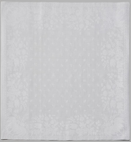 Napkin of white linen damask with pattern of scattered fruits, , 1870 Canvas Print