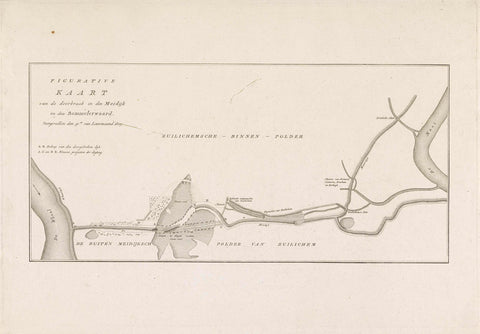 Map of dike breach in the Bommelerwaard, 1809, anonymous, 1809 Canvas Print