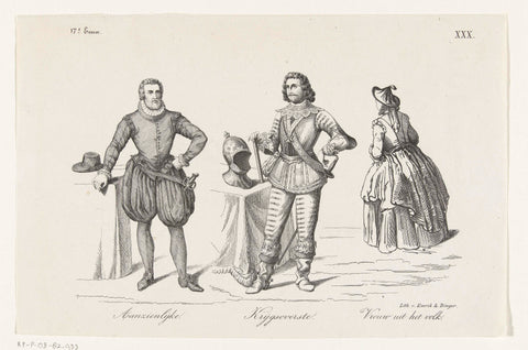 Clothing of Dutch men and women in the seventeenth century, plate XXX, Emrik & Binger, 1855 - 1857 Canvas Print