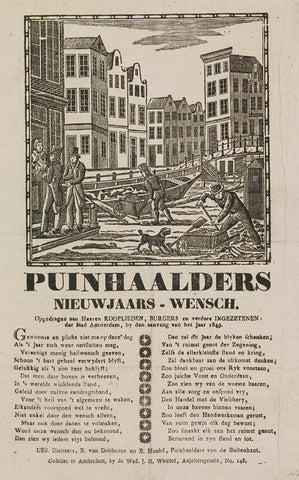 Nieuwjaarswens van de Amsterdamse puinhaalders, 1845, anonymous, 1844 - 1845 Canvas Print