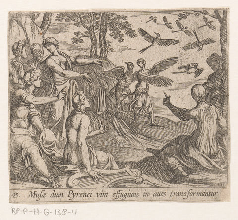 Metamorphosis van de Pierides, Antonio Tempesta, 1606 - 1638 Canvas Print