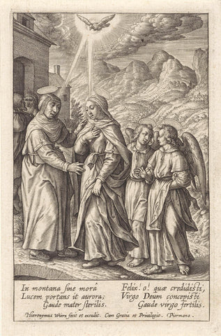 Visitatie, Hieronymus Wierix, 1563 - before 1619 Canvas Print