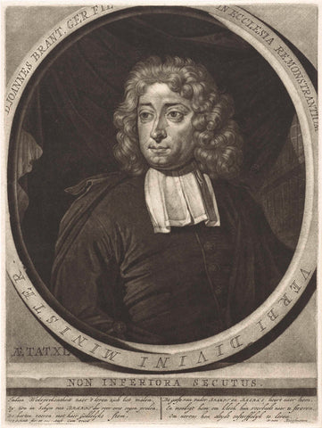 Portrait of the theologian and writer Joannes Brandt, Pieter Schenk (I), 1670 - 1713 Canvas Print