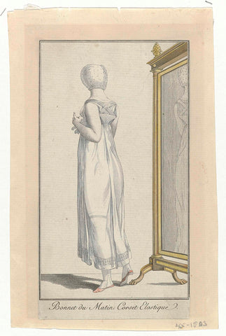 Journal des Dames et des Modes, Costume Parisien, 4 March 1803, Year 11, (467): Bonnet du Matin (...), anonymous, 1803 Canvas Print