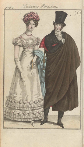 Journal des Dames et des Modes, editie Frankfurt 1 January 1822, Costumes Parisiens (1), anonymous, 1822 Canvas Print