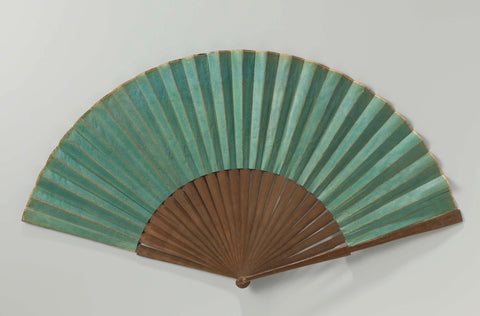 Folding fan with double sheet of green painted paper on an unadorned wooden frame, anonymous, c. 1790 - c. 1800 Canvas Print