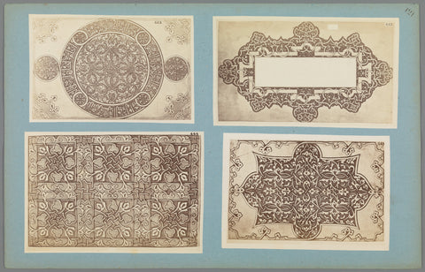 Four photo reproductions of ornament prints with abstract patterns, anonymous, c. 1875 - c. 1900 Canvas Print