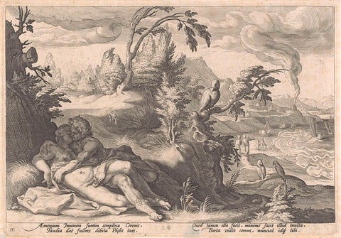 Apollo en Coronis, Hendrick Goltzius (workshop of), 1590 Canvas Print