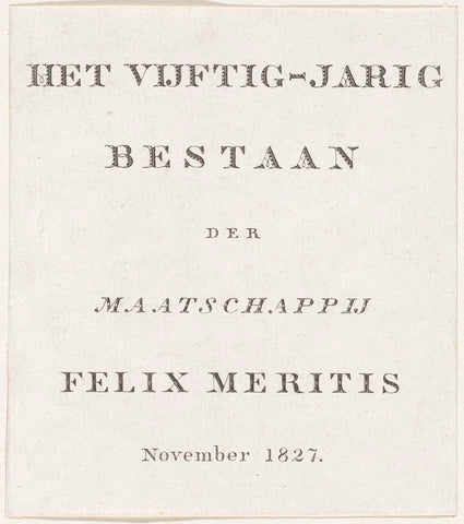 Title: Het vijftig-jarig bestaan der Maatschappij Felix Meritis November 1827, anonymous, 1827 Canvas Print