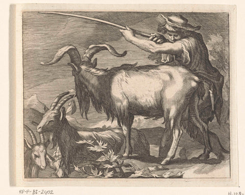 Goat herder with goats, Boëtius Adamsz. Bolswert, 1611-1661 Canvas Print