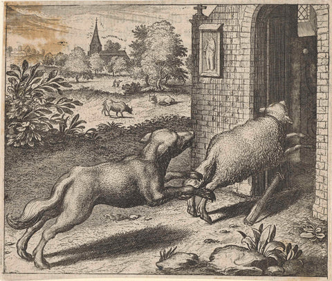 Fable of the wolf and the mutton, Aegidius Sadeler, 1608 Canvas Print