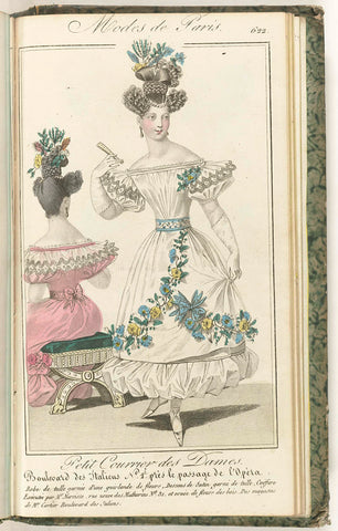 Petit Courrier des Dames, 5 March 1829, No. 622 : Robe de tulle..., anonymous, 1829 Canvas Print