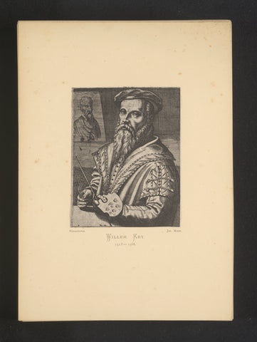 Reproduction of an engraving of a portrait of Willem Key by Hendrick Hondius, Joseph Maes, c. 1872 - in or before 1877 Canvas Print