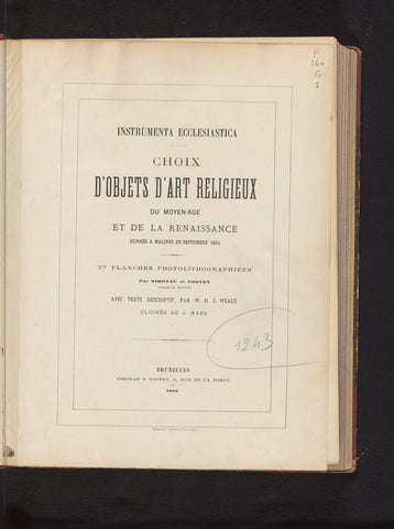 Selection of religious art objects from the Middle Ages and the Renaissance exhibited in Mechelen in September 1864 / with descr text. by W.H.J. Weale, James Weale, 1866 Canvas Print