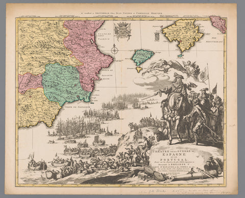 Map of Spain and Portugal, c. 1710, Jan Luyken, 1710 Canvas Print