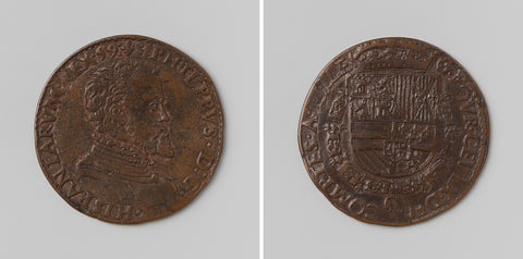 Philip II, King of Spain, calculation medal of the Court of Auditors of Flanders in Lille, anonymous, 1559 Canvas Print