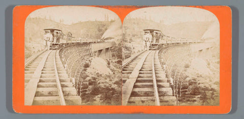 Locomotive on the Long Ravine Bridge, anonymous, 1868 - 1890 Canvas Print