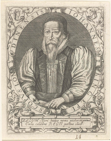 Portrait of Bishop John King, Theodor de Bry, c. 1597 - c. 1599 Canvas Print