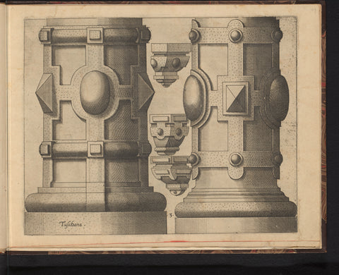 Two columnae caelatae, in the Tuscan Order, Johannes or Lucas van Doetechum, 1578 Canvas Print