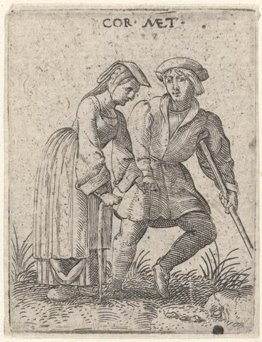 Crippled couple dressed as citizens, Cornelis Massijs, after 1538 - before 1577 Canvas Print