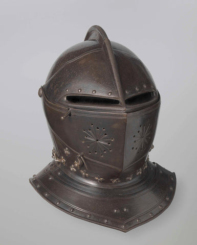 Closed visor helmet of equestrian armor, anonymous, 1600 - 1625 Canvas Print