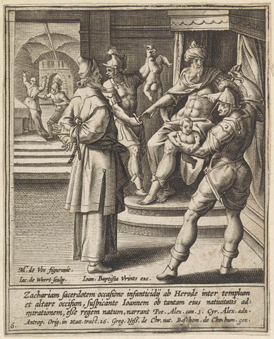 Zacharias with Herod, Jacob de Weert, 1580 - 1600 Canvas Print