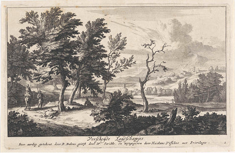 Landscape with a Family, Willem Swidde, c. 1676 - after 1688 Canvas Print