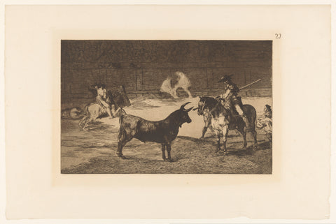 Fernando del Toro challenges a bull, Francisco de Goya, 1876 Canvas Print