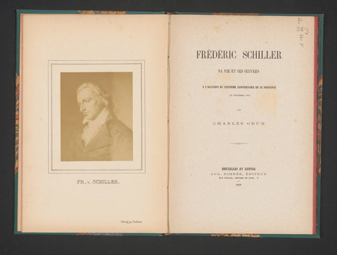 Frédéric Schiller, sa vie et ses oeuvres : à l'occasion du centième anniversaire de sa naissance (10 novembre 1859) / par Charles Grün, Charles Grün, 1859 Canvas Print