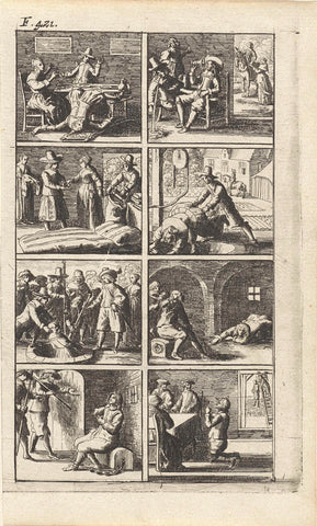 Story with depictions of murder and death penalty (F. 421.), Abraham Dircksz. Santvoort, 1667 Canvas Print