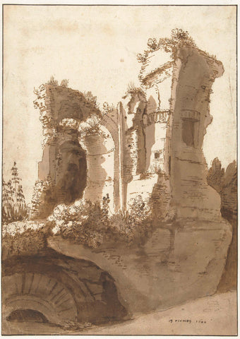 Ruins of the so-called Palazzo Maggiore on the Palatine Hill, Cornelis van Poelenburch, 1622 Canvas Print