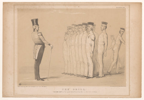 Cartoon with Prime Minister Peel as military instructor, John Doyle, 1846 Canvas Print