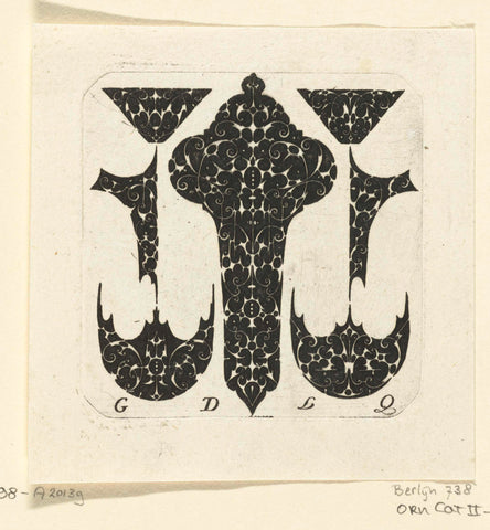 Cross with rounded corners between six ornaments, Guillaume de la Quewellerie, 1611 Canvas Print