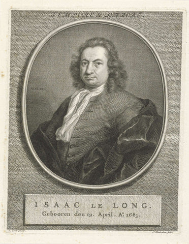 Portrait of Izaak le Long, Jacob Houbraken, 1732 Canvas Print