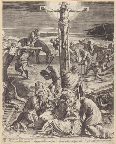 Crucifixion of Christ (middle part), Agostino Carracci, 1589 Canvas Print