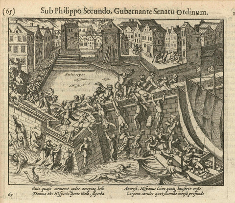 Spanish Fury: inhabitants flee in the Scheldt, 1576, Simon Frisius, 1621 - 1622 Canvas Print