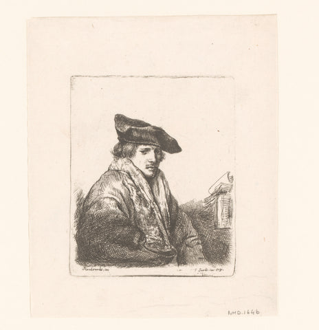 Young man in a velvet cap (Petrus Sylvius?), Giuseppe Sardi, 1791 Canvas Print