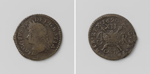 Shilling, James II, King of England, emergency coin from 1690, anonymous, 1690 Canvas Print