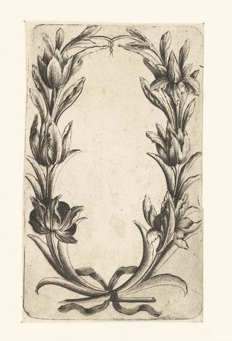 Cartouche formed by two tendrils with irises and tulips, Johannes Lutma (1624-1689) (possibly), c. 1650 - c. 1660 Canvas Print